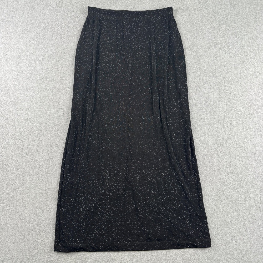 Vintage 90s Katherine Bishop Skirt Womens PM Black Maxi Glitter Sparkle Elastic